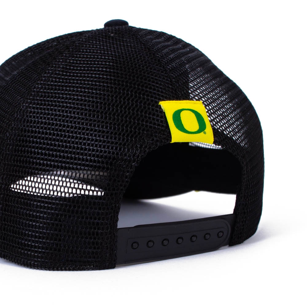 Classic Oregon O, Nike, Black, Trucker, Accessories, Unisex, Five panel, Roped, Adjustable, Hat, 882845